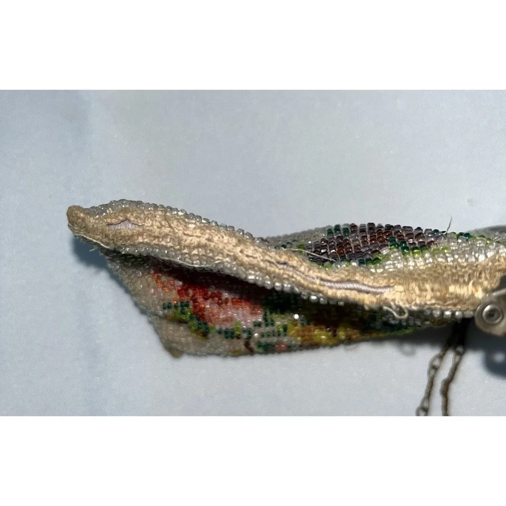 As Is Antique Micro Beaded Purse Floral For Repair Parts Crafting 1920's Frame